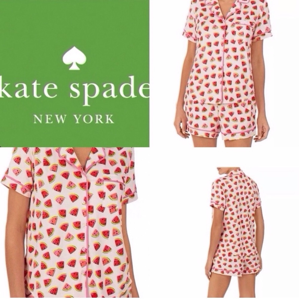 New Kate Spade Sleepwear Short-Sleeve Modal Jersey Notch Collar Boxer PJ Set